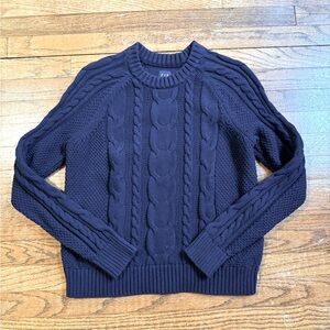 Gap 100% Cotton Cable Knit Sweater - Navy Blue
